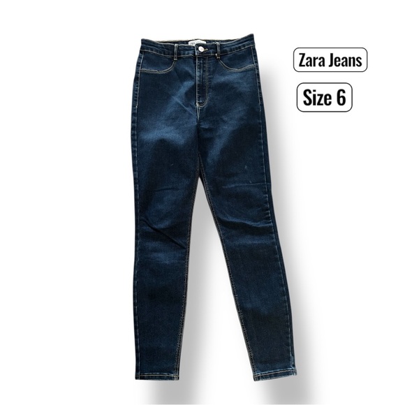 Zara Blue Skinny Jeans High-Rise Stretch size 6 - Picture 1 of 10